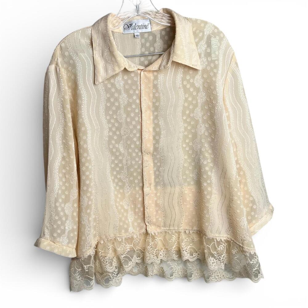 Vintage Cream Lace Two-Piece Skirt Set - Picture 3 of 9